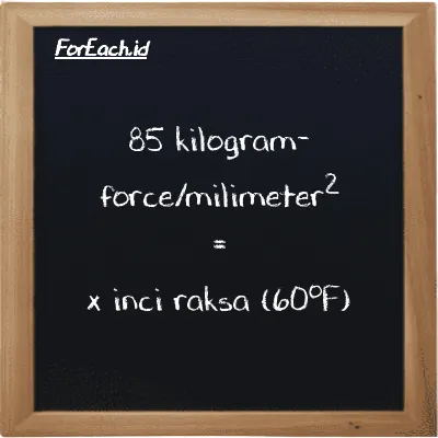 Contoh konversi kilogram-force/milimeter<sup>2</sup> ke inci raksa (60<sup>o</sup>F) (kgf/mm<sup>2</sup> ke inHg)